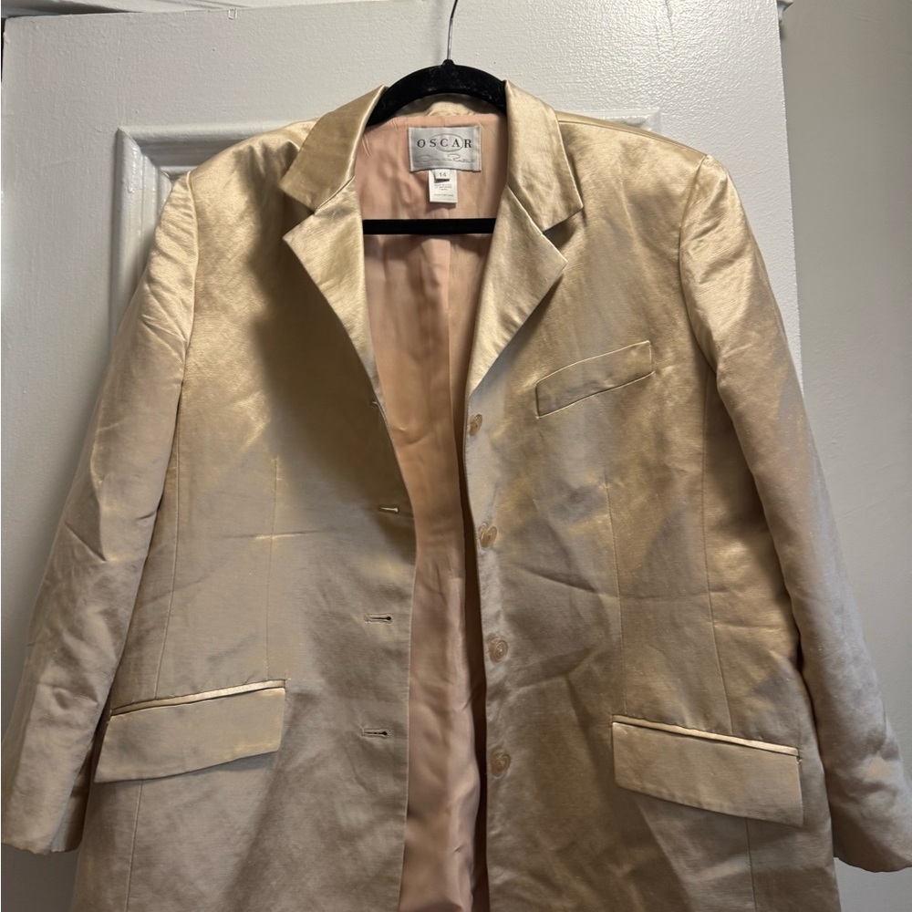 Women's Cream/Gold Blazer, Skirt Set